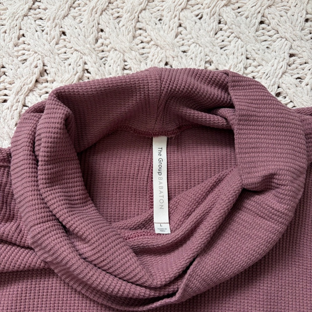 Babaton Mauve Cowl Neck Top - Aritzia Waffle Knit - Size Large - Picture 3 of 7